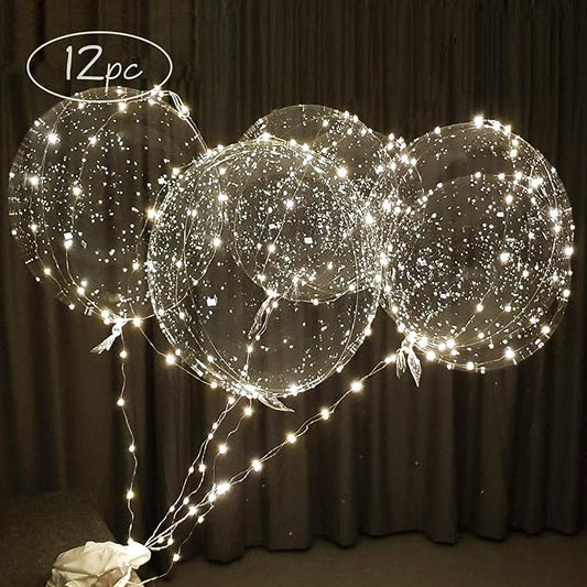 Lightsfever LED Light up Party Balloons with Batteries, 22 inch warm white Big Size Clear Bobo Balloons for Helium or Air, thanks giving party balloons(12 pack warm white)
