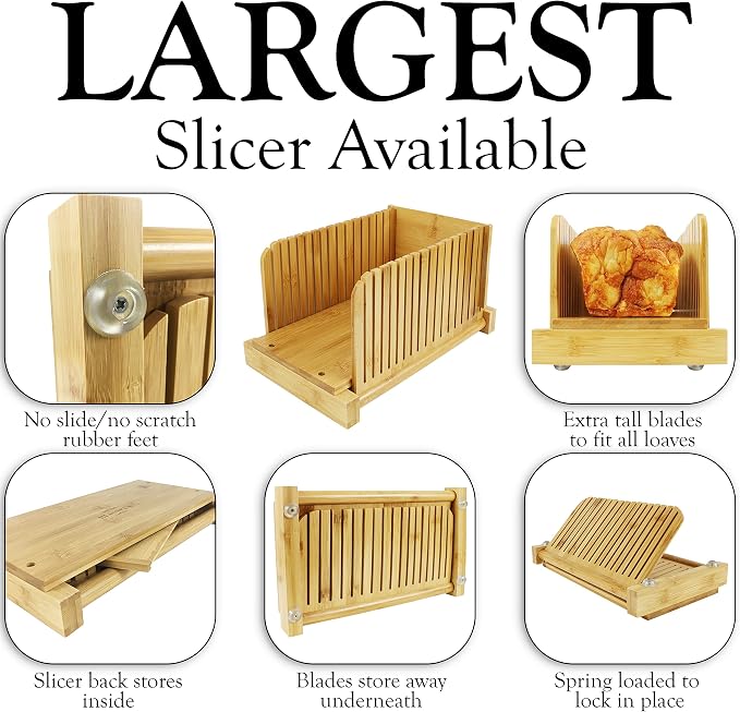 Bread Box & Bread Slicer, Bread Box for Kitchen Countertop. Roll Top, Bread Tong, 2 Layer Bread Box, Double Breadbox Bread Storage, Extra Large Bread Container
