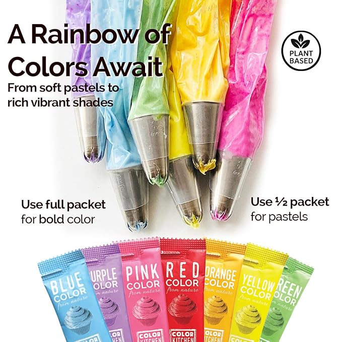 Color Kitchen Plant-Based Blue Food Coloring Powders, Natural Colors, No Artificial Dyes, Gluten Free, Kosher, Vegan (Pack of 10)