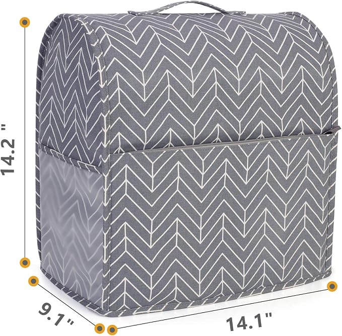 YARWO Stand Mixer Dust Cover Compatible with KitchenAid Mixer 4.5 qt -5 qt | Top Handle, Side Pockets for Kitchen Accessories, Dust-proof Protective Cover for Tilt-Head 4.5/5 Quart, Washable, Chevron