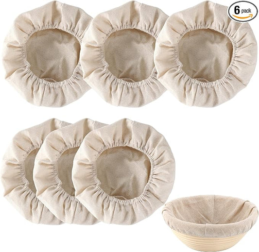 KONGDY 6 Pieces 10 Inch Round Banneton Bread Proofing Basket Cloth Liner, Natural Weave Dough Sourdough Baking Dough Basket Cloth Liner (Basket Not Included) (Round)