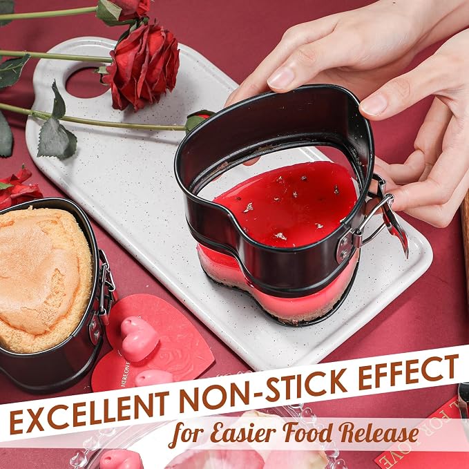 Webake Springform Pan 4 inch Heart Shape Mini Cheesecake Pan Set of 2, Cake Pan Heart Baking Molds Accessories of Instapot, Pressure Cooker, Air Fryer & Christmas, Valentine's Day Baking