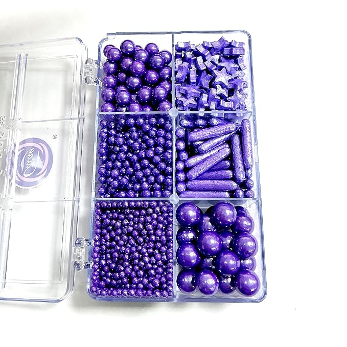 Homipooty Edible Purple Pearl Sugar Sprinkles 130g/4.58oz Purple Pearl Star Sprinkles For Cake Decorations Wedding，Cookies，Ice Cream, Cupcake Toppers, Halloween Christmas Supplies