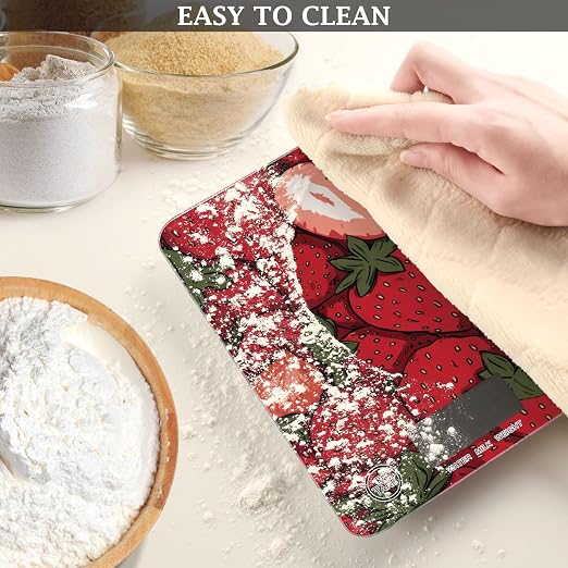 Food Scale Kitchen Scale for Baking Cooking Digital Food Weighing Measuring Scale Small Waterproof Electric Food Scale Cartoon Red Strawberry