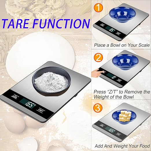 Digital Kitchen Scale, 33lb/15kg High Capacity Weight Grams and Ounces for Baking Cooking and Meal Prep, 1g/0.05oz Precise, 6 Units with Tare Function, USB Rechargeable (A Style)