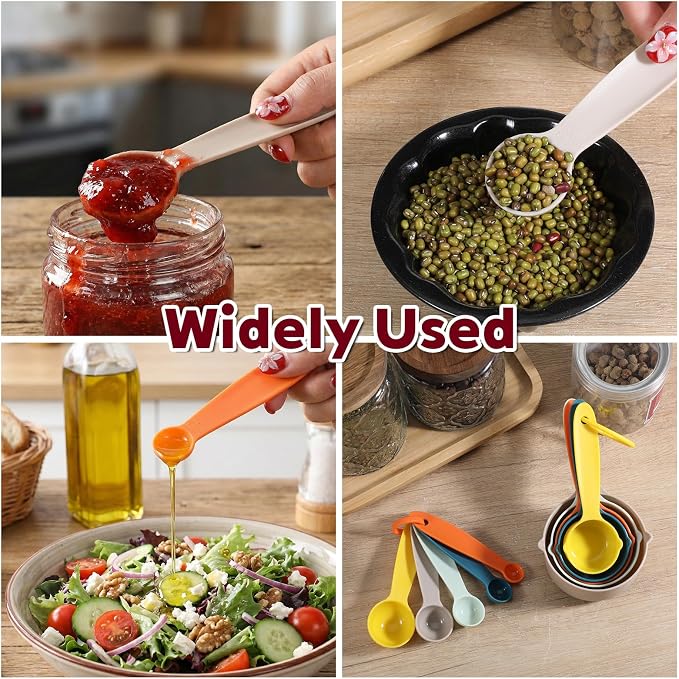 10Pcs Measuring Cups and Spoons Set Plastic Multicolor Measuring Cup and Spoon, 5 Cups & 5 Spoons Set Kitchen Cup and Spoon Essentials Gadgets for Cooking & Baking Color