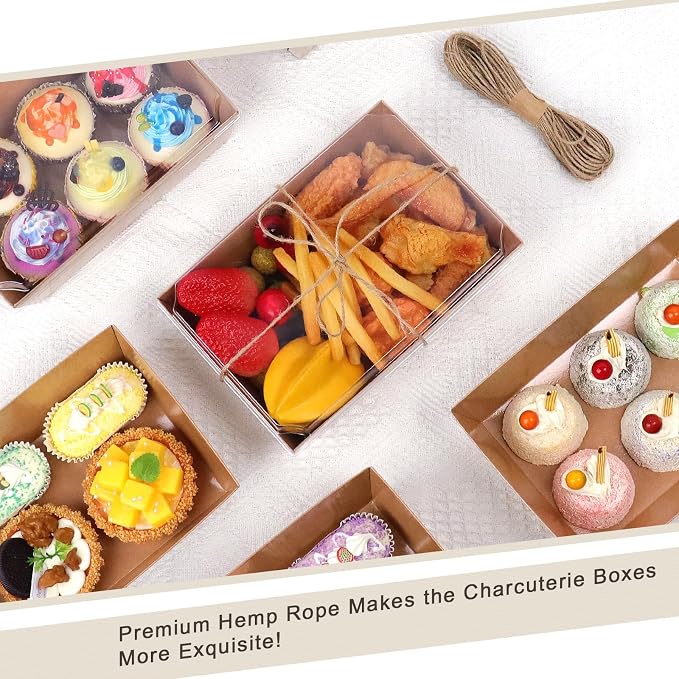 8 x 6 Inch Paper Charcuterie Boxes with Clear Lids, 50 Pack Large Disposable Food Containers, Take Out Bakery Boxes for Cake Slice, Cupcakes, Sandwiches, Cookies, Cocoa Bombs, Salads (Brown)