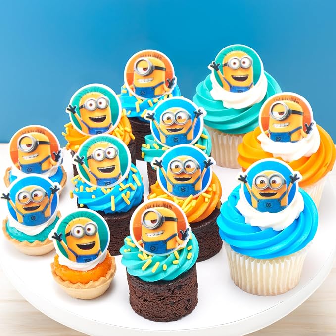 DecoPac Minions Cupcake Rings, 24 Despicable Me™ Cupcake Decorations, Phil, Carl and Bob - 24 Pack