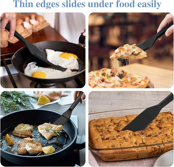 Mini Brownie Serving Spatula - Omelet Pancake Spatula Turner. Heat Resistant Silicone Thin Spatula, Long Scraper Spatulas for Cooking, Pancake, Pizza.