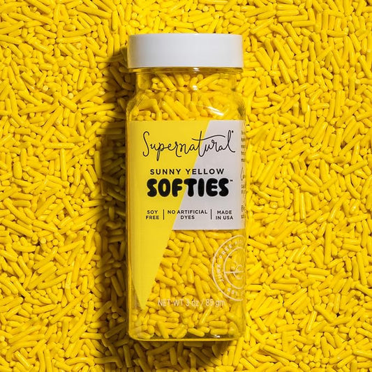 Softies and Crunchies Sprinkles by Supernatural (Sunny Yellow), Made in USA, No Artificial Dyes, Soy Free, Gluten Free, Vegan, 3oz