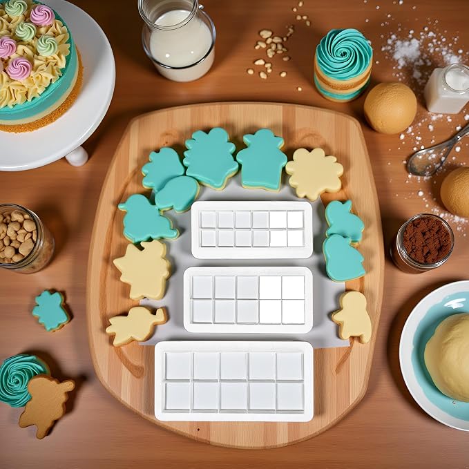 3 Pcs White Square Cookie Cutter Set, Square Cookie Cutter - Geometric Multicutter-Cake Fondant Cutter, Biscuit Cutters, Creative Cake Decorating Accessories