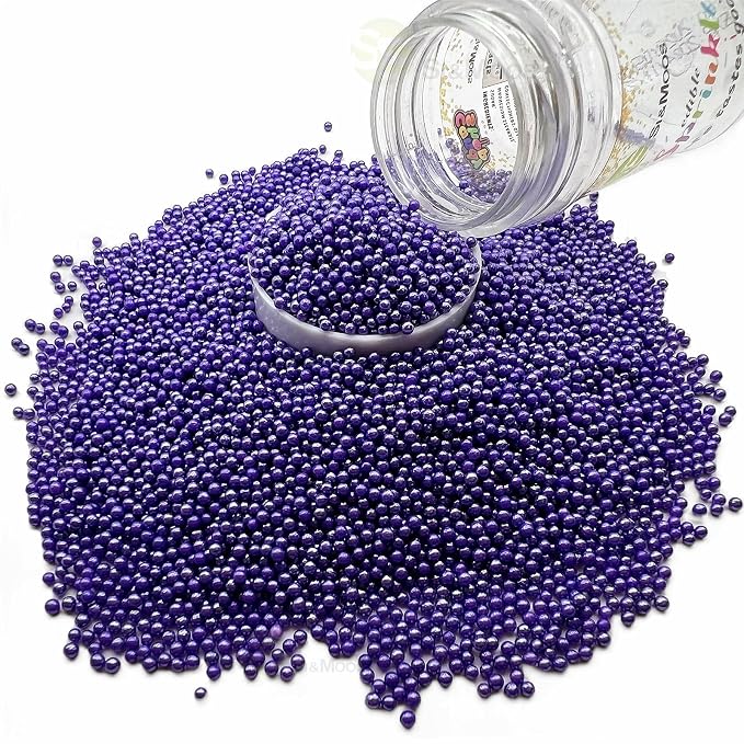 SE Si&Moos Nonpareil Sprinkles, 2mm Purple Mini Edible Pearls Purple Sprinkles for Cake Decorating Lavender Nonpareils Halloween Cookie Decorations Wedding Baby Shower Party Christmas Holiday Supplies 3.5 OZ