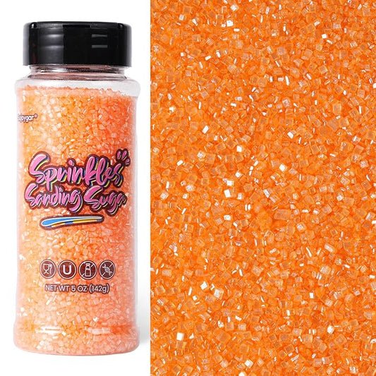 Sujoygar Orange Sanding Sugar Sprinkles, 5oz Edible Halloween Orange Sugar Crystals for Cocktails, Cake Sprinkles for Chocolate Ice Cream Toppings Cupcake Decoration Wedding Party Cookies Baking Dessert Food Supplies