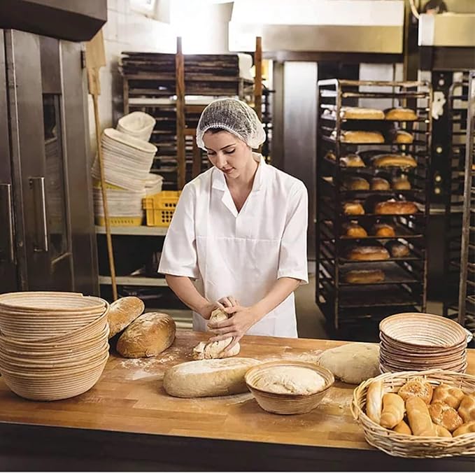 10inch Oval Banneton Proofing Basket Set Bread Baking Kit, Dough Scraper, Bread Lame, Danish Dough Whisk Sourdough Proofing Basket Artisanal Bread Making Tools and Supplies Set