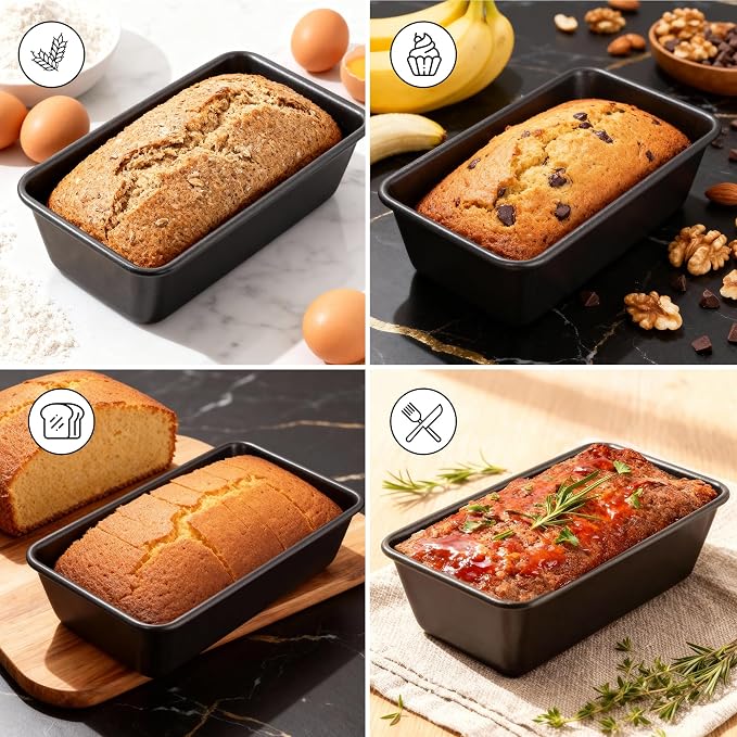 Wrenbury Large 2lb Loaf Pan for Baking Bread – Non Stick Carbon Steel Bread Pan 9.5 Inch for Homemade Banana Cake and Meatloaf – PTFE Free Bakeware