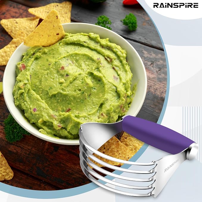 Rainspire XL Pastry Cutter For Baking, Heavy Duty Pastry Blender Stainless Steel, Thick Sharp Blades Dough Blender, Dough Cutter Butter Cutter Pastry for Easy Mixing, Dishwasher Safe, Purple