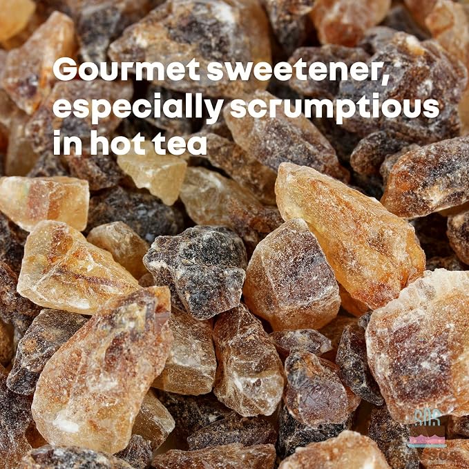 Pure and Natural Large Dark Brown Rock Sugar Crystals for Tea and Coffee, Pure and Natural, 1-Pound Bag
