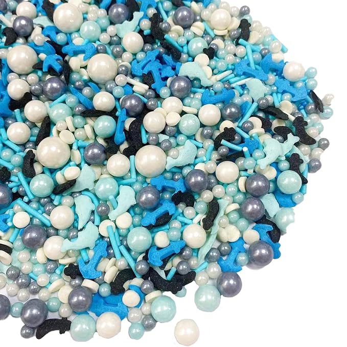 Sentovac Anchor Sprinkle Edible Cake Decorating Ocean Anchor Dolphin Knife Pearl Candy Mix Blue Sprinkle for Cake Cupcake Topper Cookie Baking Decorations Sea Theme Party Birthday Supplies
