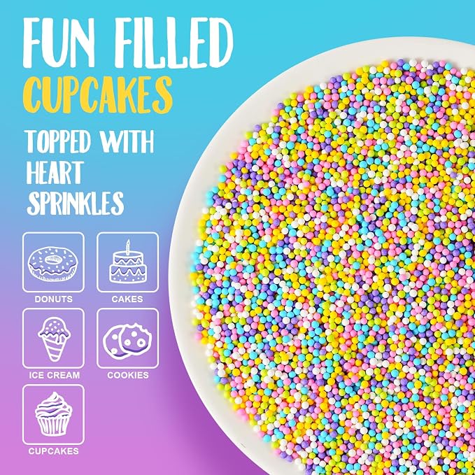 Pastel Nonpareils Sprinkles 7oz Edible Easter Spring Sprinkles for Cake Decorating, 2mm Mini Pearls Candy Rainbow Nonpareils for Cookie Cupcake Topper, Baking, Ice Cream, Easter Supplies