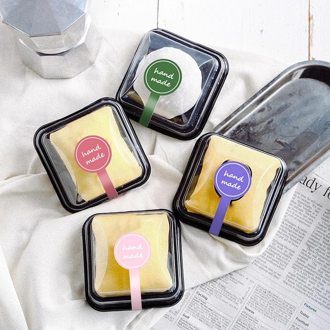500pcs Handmade Food Baking Seal Stickers, Colorful Self Adhesive Bakery Stickers, 3.9in Long Strip Tamper-Proof Packaging Sealing Labels for Lollipop Cake Cookie Bread