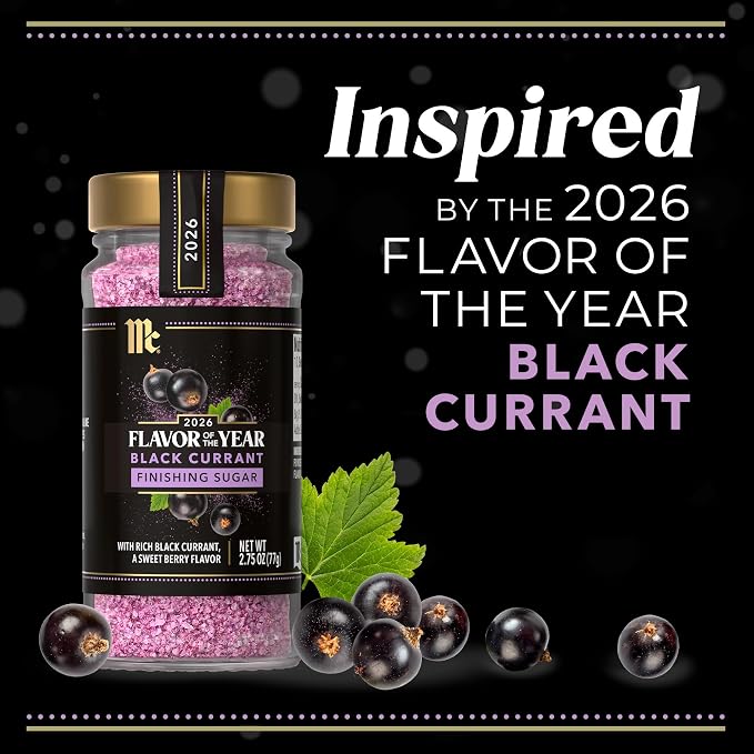 McCormick Finishing Sugar, Black Currant, 2026 Flavor of the Year, Rimming & Baking Sugar, For Dessert, Ice Cream, Muffins, Cupcakes, Pie, Cocktails, Fruit, and More, 2.75 oz