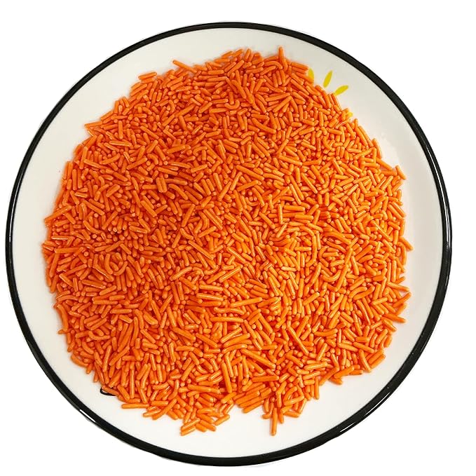 Homipooty Orange Soft Jimmies Sprinkles Edible Candy Jimmies Sprinkles for Cake Decorating 78g/2.75oz Cookie Cupcake Topper Ice Cream