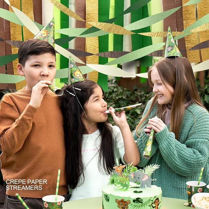 AOYOO 5 Rolls Crepe Paper Streamers - Sage Olive Green, Gold & Ivory Party Decorations for Wedding, Bridal Shower, Engagement, Boho Eucalyptus Birthday Backdrop St. Patrick's Day (Not Fabric Ribbon)