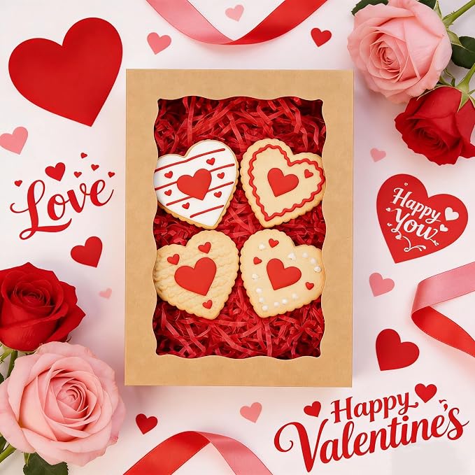 20pcs Cookie Boxes with Window 8x5x2 Inches Bakery Boxes Treat Box Dessert Box for Macaron Truffle Chocolate Covered Strawberries - Brown