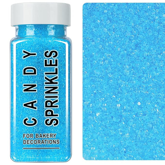 Blue Sprinkles, Light Blue Sanding Sugar Crystals, 4.6 oz Edible Sparkling Sugar for Baking Topping, Cupcakes, Cookies, Ice Cream & Cake Decorating, Wedding Shower Party Christmas Supplies
