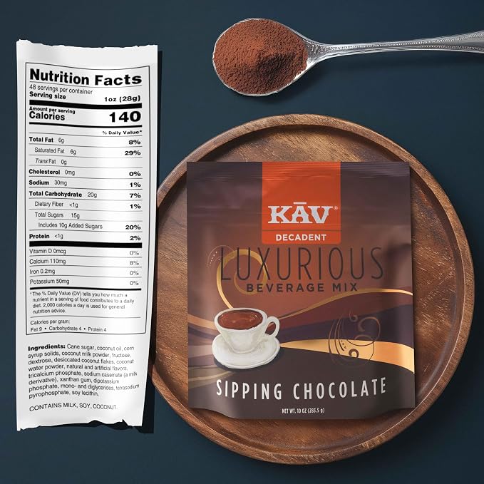 KAV DECADENT Luxurious Beverage Mix - Rich Sipping Chocolate - Indulgent Hot Cocoa for Cozy Moments, Culinary Creations & Gourmet Desserts - (10oz)