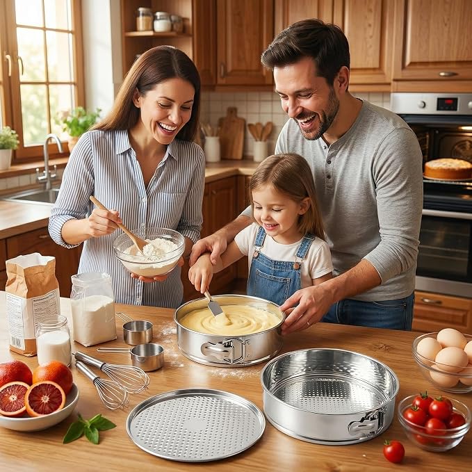 Non-stick Springform Pan with Removable Bottom, Leakproof Round Cheesecake Pan, Heavy Duty Bakeware Cake Mold for Baking, Oven Safe (9")