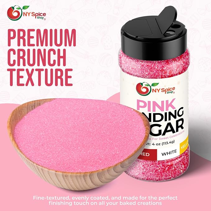 NY Spice Shop Pink Sprinkles Sanding Sugar - 4 Ounce Mix Pink Sprinkles for Holiday Dessert Decoration - Baking Decoration For Cupcakes Cookies Cakes & Dessert Toppings