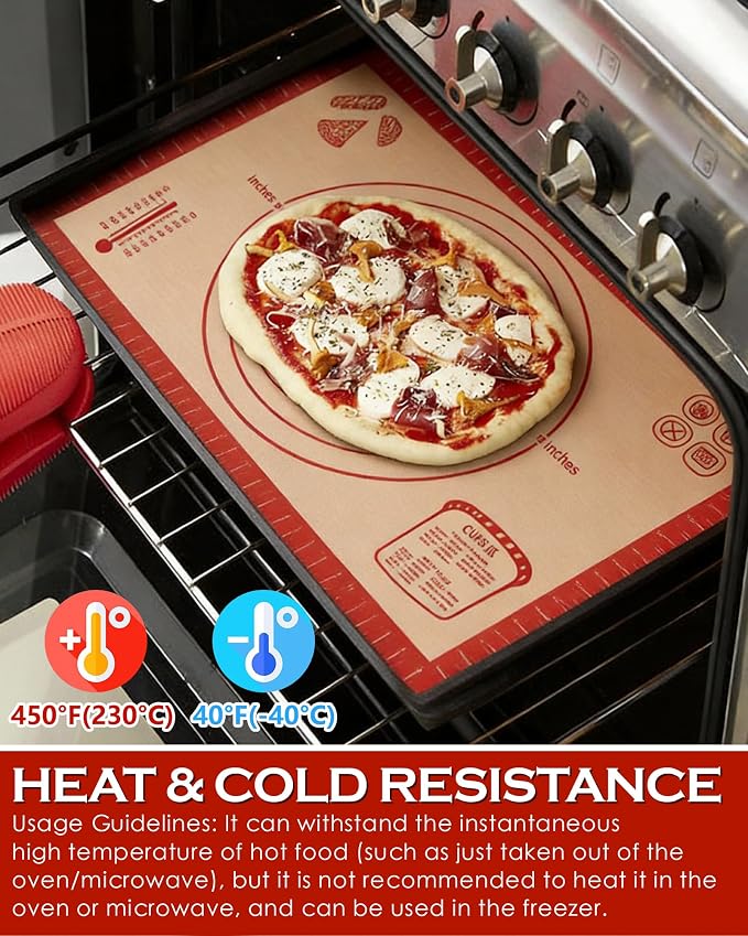 Large Silicone Pastry Mat Extra Thick Non Stick Baking Mat with Measurement Fondant Mat, Counter Mat, Dough Rolling Mat, Oven Liner, Pie Crust Mat 20'' * 27''