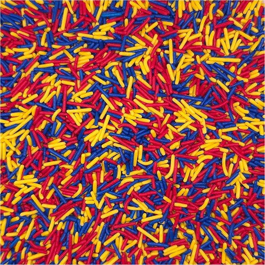 NCS Red, Yellow & Dark Blue Jimmies Edible Sprinkles – Cupcake, Cake & Cookie Decorations, 7 oz