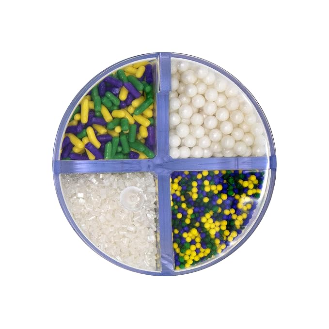 Mystic Sprinkles 4 Cell Sprinkle Assortments (Mardi Gras, Petite)