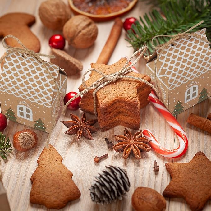 ANCIENTPWR 50 Christmas Treat Boxes for Party Favors