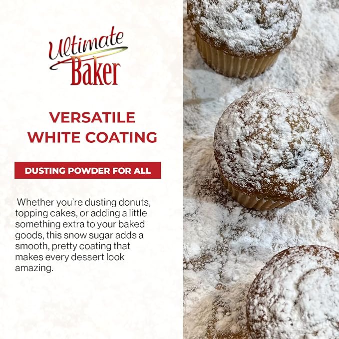 Ultimate Baker Vegan Dusting Powder, Non-Melting Snow Sugar for Donuts, Icing & Baking with a Smooth White Coating for Decorating & Finishing (16oz (1lb))
