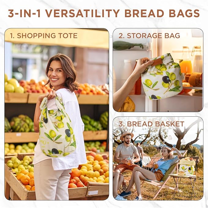 Reusable Beeswax Bread Bag for Homemade Sourdough, Natural Sourdough Bread Storage Bags, Keep Fresh, Bakery Essentials