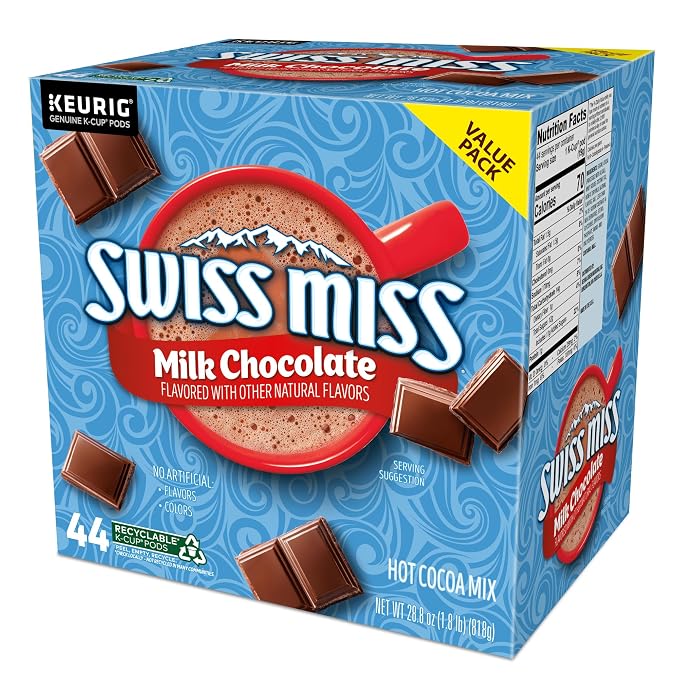 Swiss Miss Milk Chocolate Hot Cocoa, Single-Serve Keurig K-Cup Pods, Hot Chocolate, 44 Count