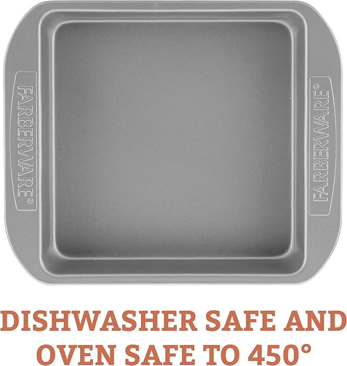 Farberware Nonstick Bakeware Baking Pan With Lid / Nonstick Cake Pan With Lid, Square - 9 Inch, Gray