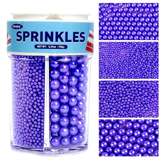 Dazzjoy Purple Pearl Sprinkles, 150g/5.29oz, Edible Purple Sprinkles for Cake Decorating, Cake Decoration & Cupcake Toppers, Cookies, Ice Cream, Wedding Party Valentines Supplies