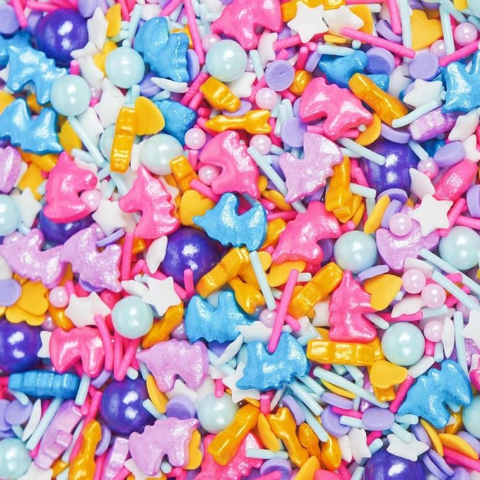 Peelit Rainbow Unicorn Sprinkles Mix, 4oz | Edible Glitter & Pearls, For Cupcakes, Birthday Cakes & Ice Cream, Funfetti Candy Topper, Halal & Gluten-Free, Resealable Bag