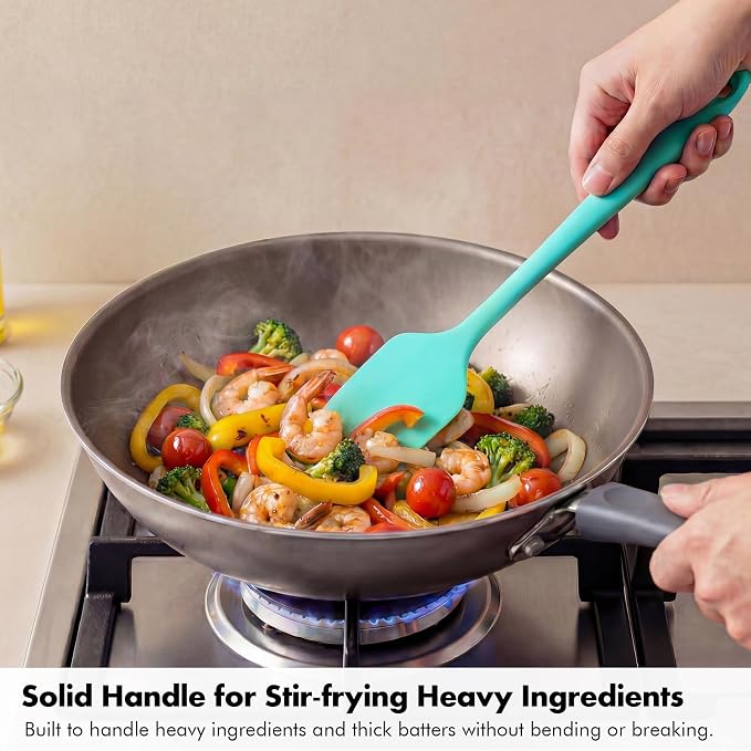 2 Pieces Silicone Spatula Set: Ironberry 600ºF Heat Resistant Food Grade Cooking & Baking Utensils, Kitchen Flexible Nonstick Rubber Scraper for Scraping, Mixing, Scrambling, Flipping (Aqua Sky)