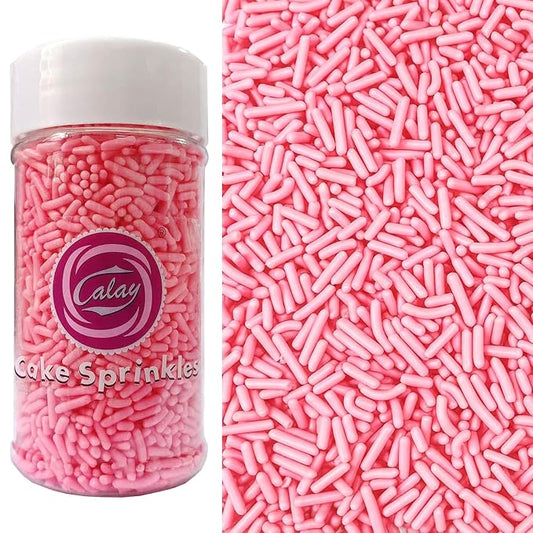 PhilaeEC Pink Jimmies Sprinkle Edible Soft Jimmies Sprinkle for Cake Decoration Cupcake Topper Cookie Baking Decorations Halloween Christmas Valentine Supplies 2.75oz/78g