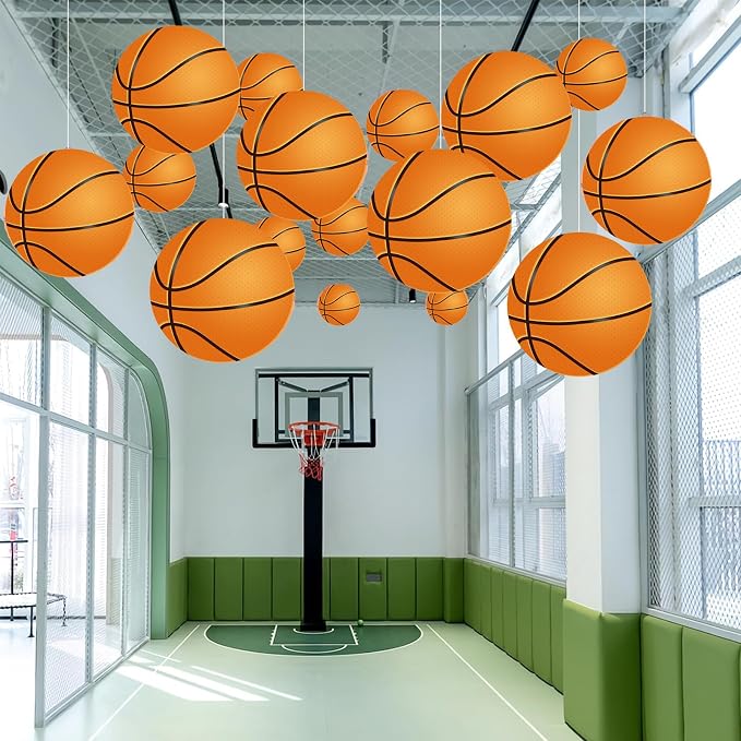 Vuzvuv 60Pcs 6In Paper Basketball Cutouts with 120Pcs Glue Points,Basketball Cut Outs Bulletin Board Decorations for Wall