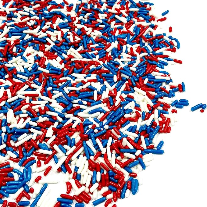 Homipooty Patriotic Sprinkles Edible Red White and Blue Jimmies Sprinkles for Cake Decorating Fourth of July Sprinkles 78g/2.75oz Cookie Cupcake Topper Ice Cream