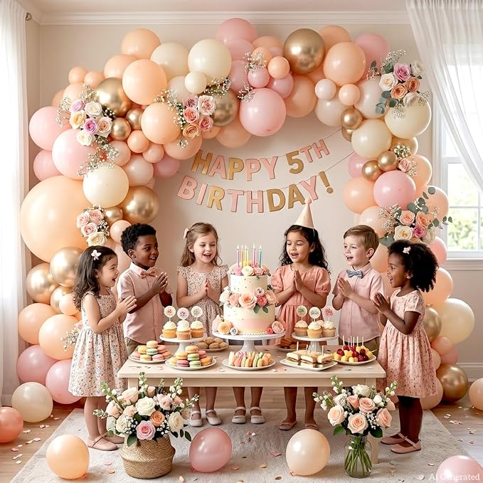 Pink Balloon Arch Kit 126Pcs Light Pink Gold Balloons Garland Kit with Nude Sand White for Boho Wedding Engagement Bridal Shower Birthday Party Decorations