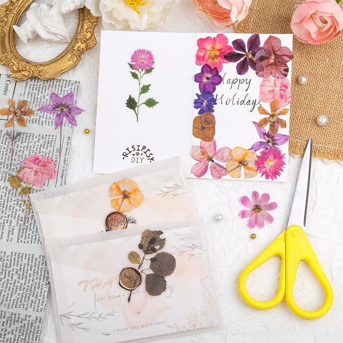 320PCS Pre-Cut Floral Stickers Set Small Flower Decal Journal Stickers PET Flower Sticker for Adult Card Making Letters DIY, Double Blade Line-Easy to Peel