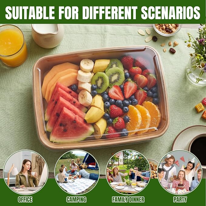 30 Pack 78oz Large Charcuterie Boxes with Clear Lids, To Go Paper Large Charcuterie Box with Lid, 10 x8 x3in Disposable Bakery Take Out Containers for Desserts, Cookie, Charcuterie, Snack and Fruit