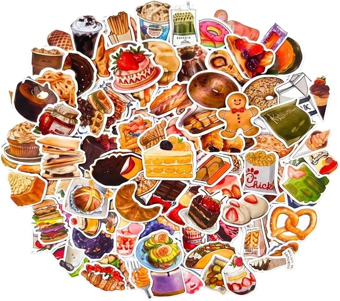 100PCS Baking Theme Sticker Pack by Beyond Normal Dessert Bakery Lover Waterproof Vinyl Decals for Planner Journal Scrapbook Water Bottle Cute Craft Accessories for Women Girls Adults
